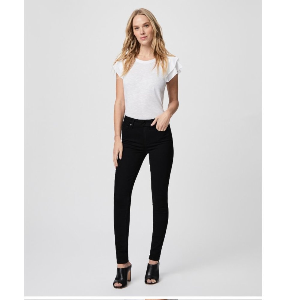 PAIGE Hoxton Skinny Women's Jeans Pants in Black Shadow Size 29 High Rise - Picture 2 of 12